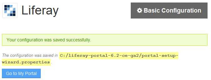 Finished Configuration and Go to My Portal